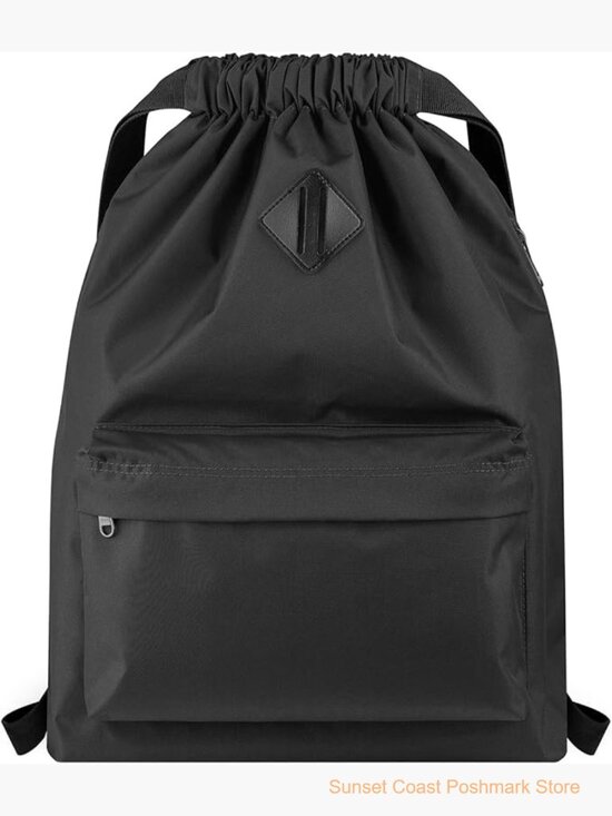 Water Resistant Nylon Drawstring Backpack Gym Sports Travel main image 3